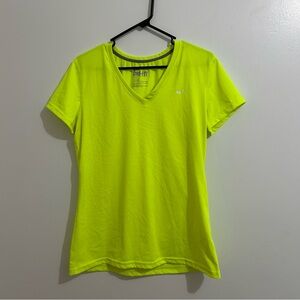 Nike Dri-Fit Neon Yellow  V-Neck Short Sleeve Women’s Size Large